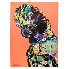 Black Cockatoo on Coral Tea towel